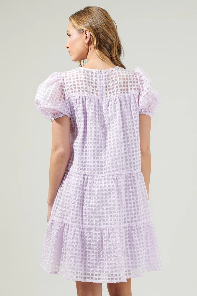 Darling Nest Organza Tiered Mini Dress- Lavender