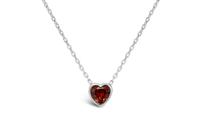 Bezel Heart Necklace- Garnet/January