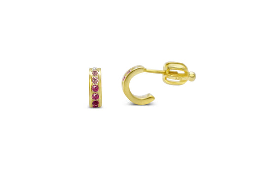 CZ Half Hoop (Pink Ombre) Earring- Gold