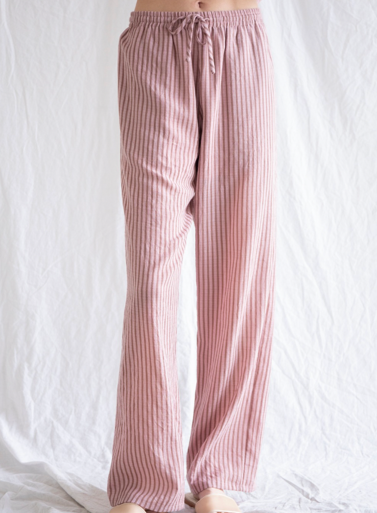 Relaxed Striped Pants- Pink Combo