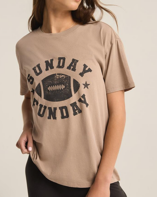 Sunday Funday Boyfriend Tee- Latte