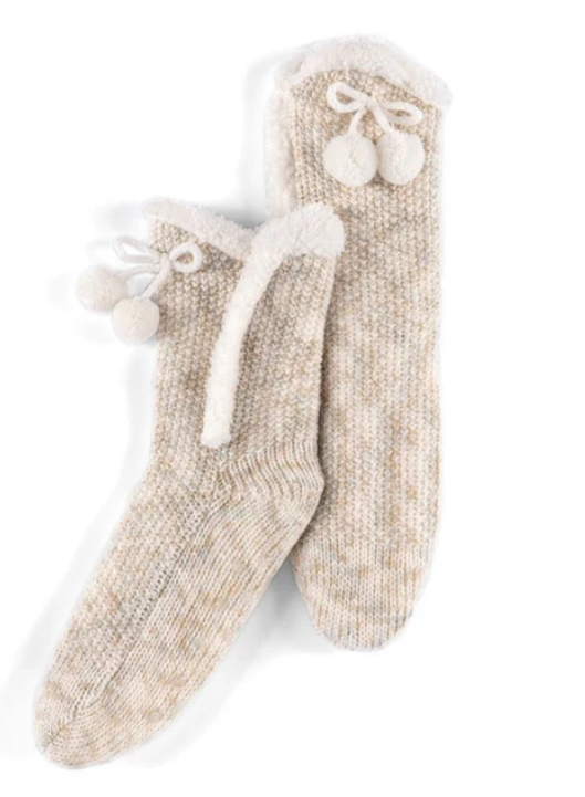 Yosemite Knit Slipper Socks- Oatmeal