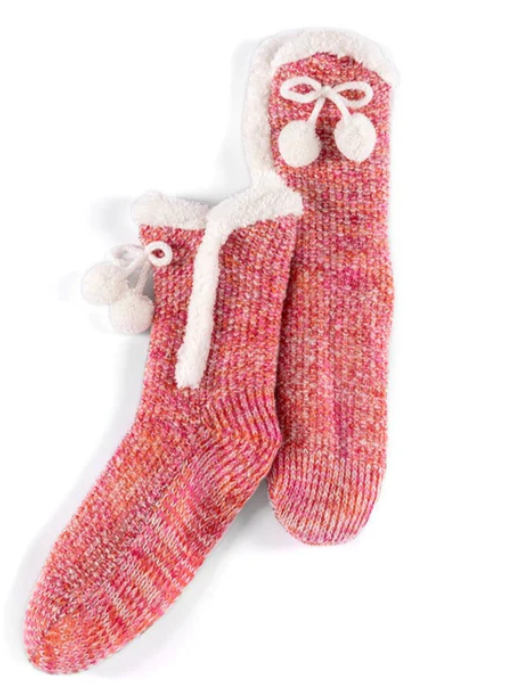 Yosemite Knit Slipper Socks- Pink