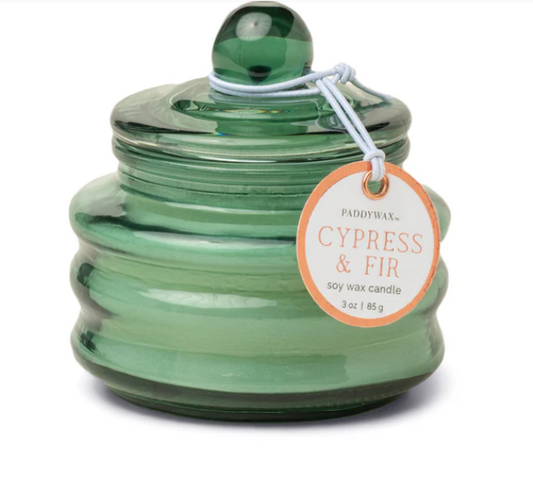 Green Glass Candle 3oz- Cypress Fir