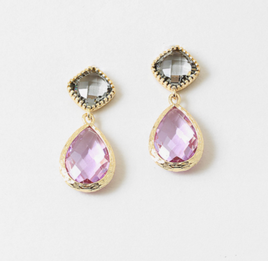 Crystal Two-Toned Drop Earring