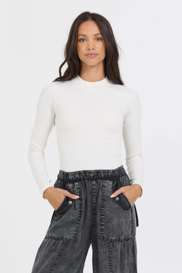 Tiered Twill Pant- Washed Black