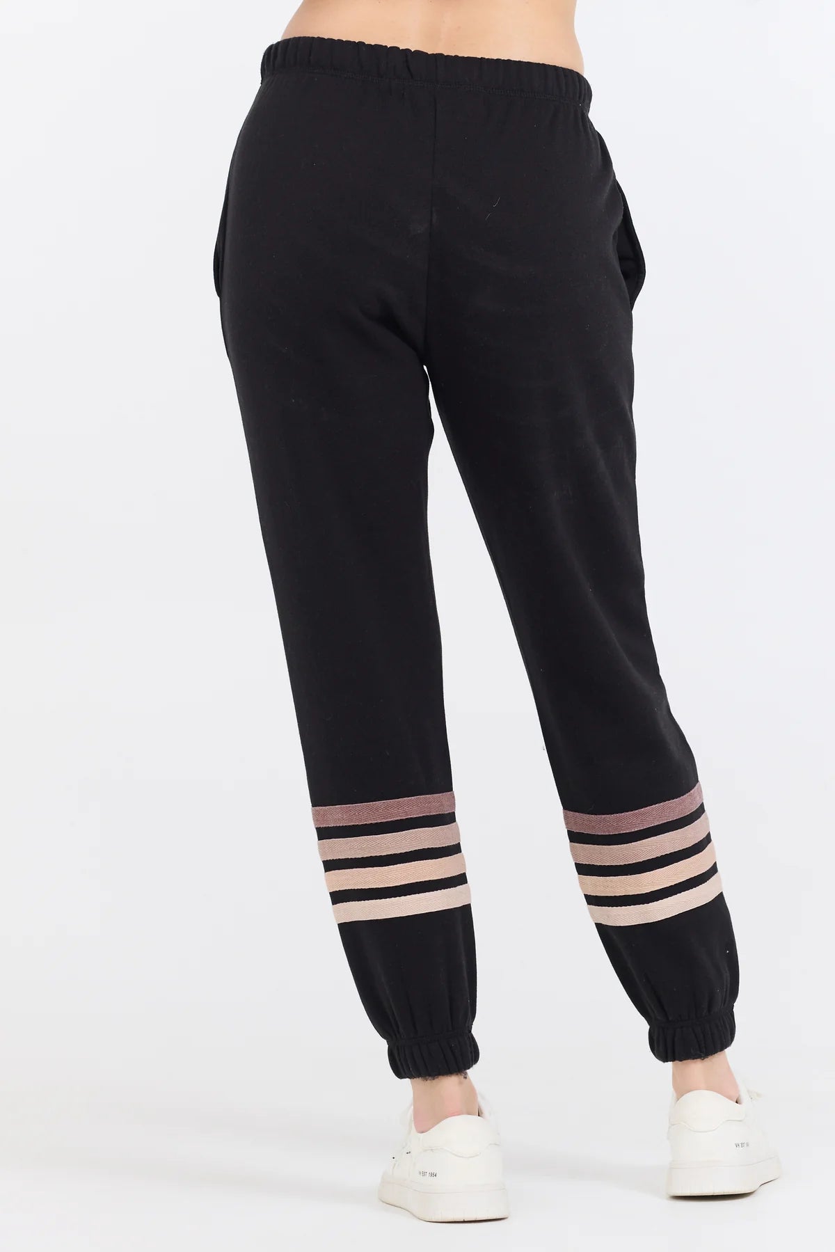 Burnout Fleece Jogger - Black with Neutral Stripe