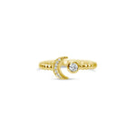 Droplet Wire Ring - Gold CZ Moon Cuff