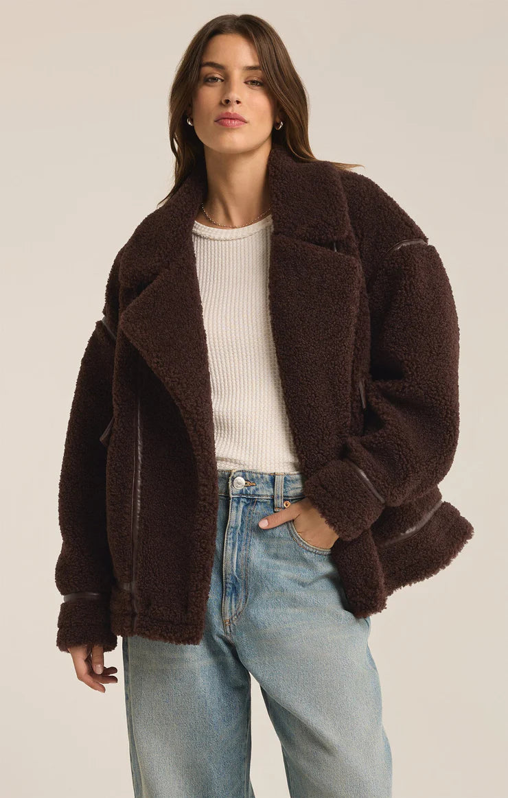 Ari Sherpa Coat- Dark Chocolate