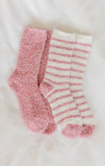 2-Pack Plush Stripe Socks- Vanilla Ice
