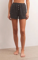 Cozy Days Star Thermal Short in Heather Black