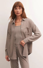 Cozy Days Thermal Shirt- Taupe Stone