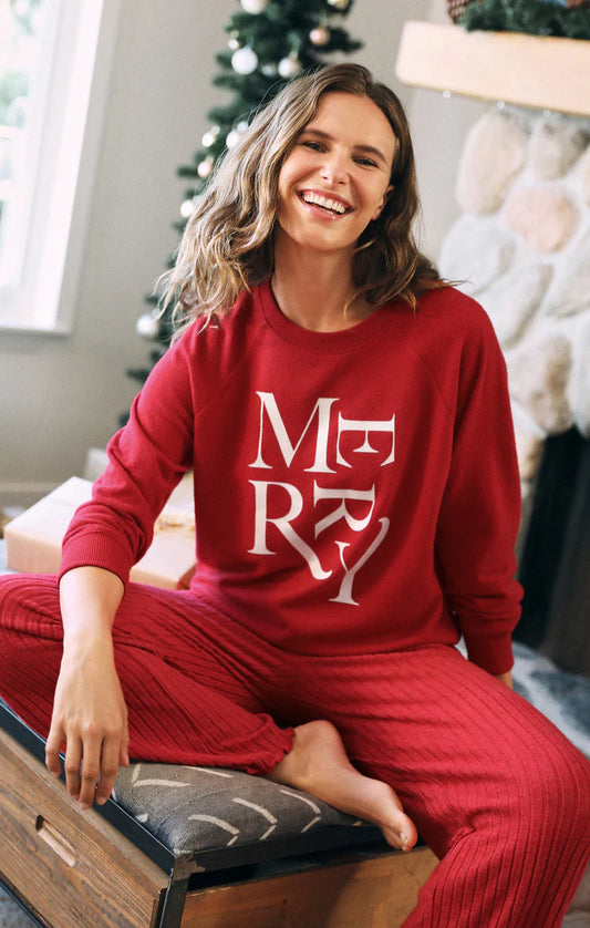 Merry Cozy Knit Top- Haute Red