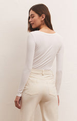 Lilah LS Rib Bodysuit- White