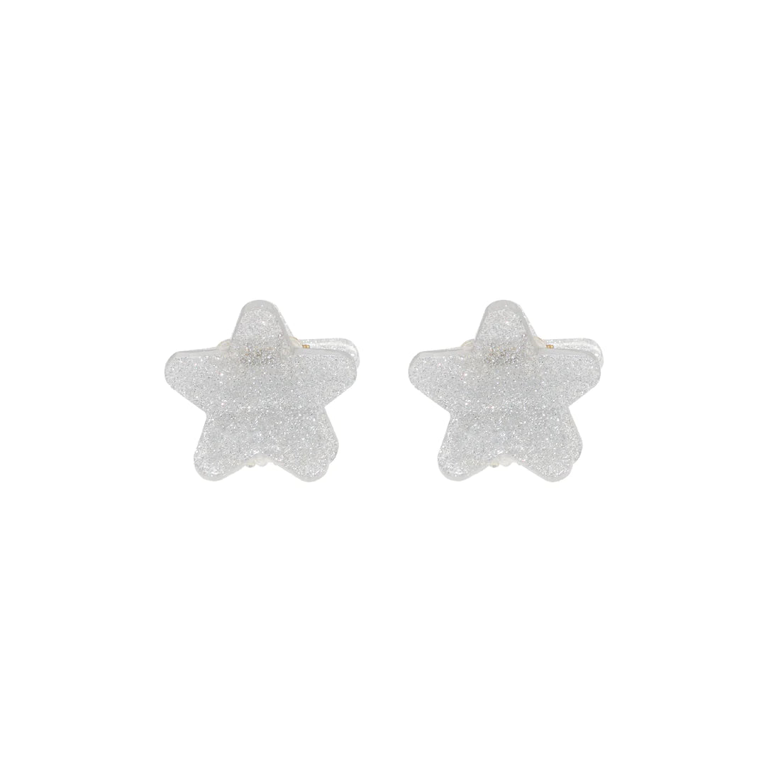 Baby Star Clip Set- Silver Tinsel