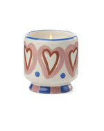 A Dopo Handpainted Hearts Ceramic Candle- Rosewood Vanilla