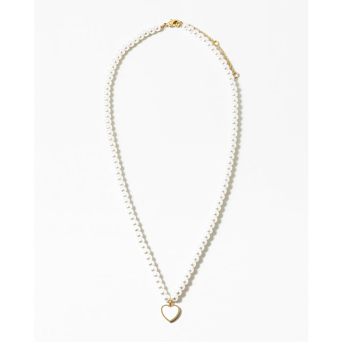 Pearl Heart Necklace- White