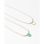 Pearl Heart Necklace- Turquoise