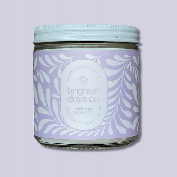 14oz Wooden Wick Candle- White Lavender + Sage