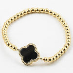 Clover Beaded Bracelet- Gold/Black