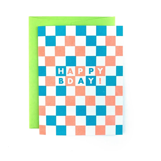 Happy Birthday Checkers Card- Greeting Card