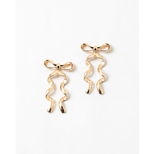 Big Bow Tie Earrings - Gold