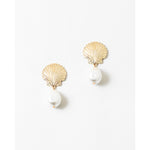 Sea Shell + Pearl Statement Earrings- Gold