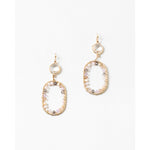 Oval Drop Earrings- Clear/Gold/Neutral Mix