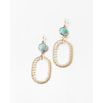 Oval Drop Earrings-Turquoise/Pearl/Gold