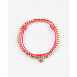 Beaded and Thread Triple Band Bracelet- Pink Heart