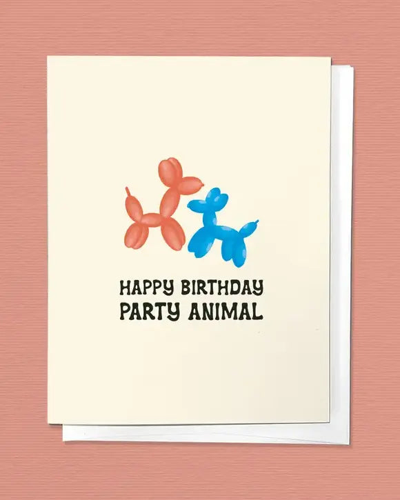Happy Birthday Party Animal, Balloon Animal Greeting Card
