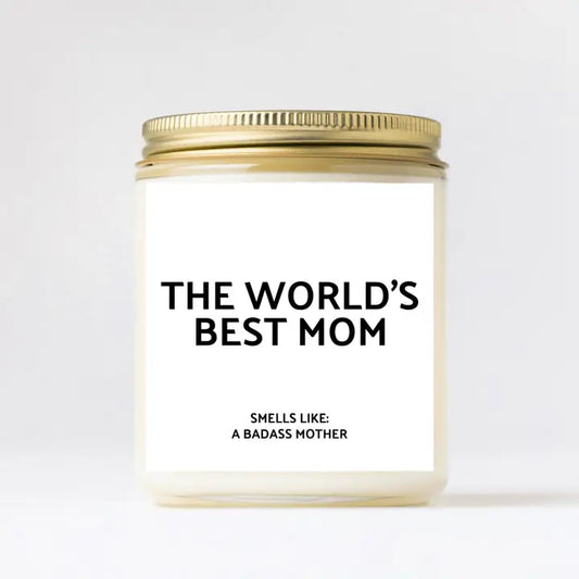 World's Best Mom Glass Jar Funny Candle