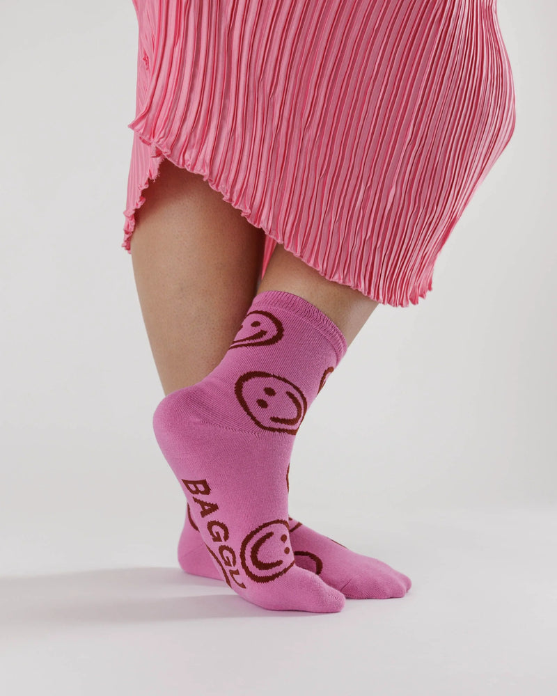 Crew Sock- Extra Pink Happy