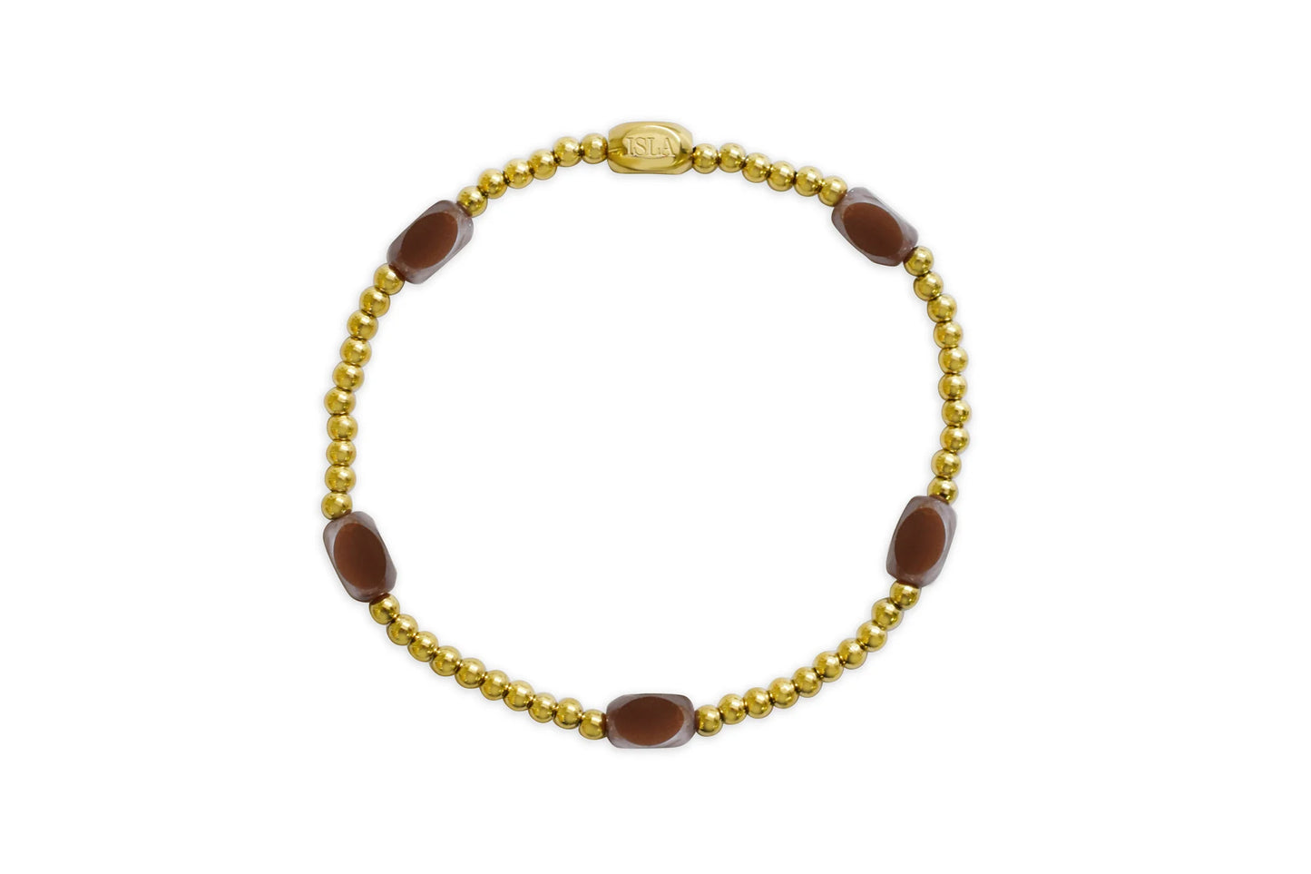 "Here and There" Beaded Bracelet- Gold/Sandy Taupe