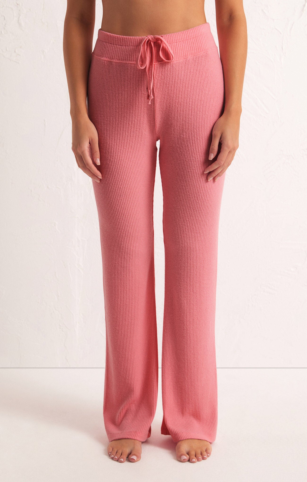 Beach Walk Rib Flare Pant- Cabana Pink