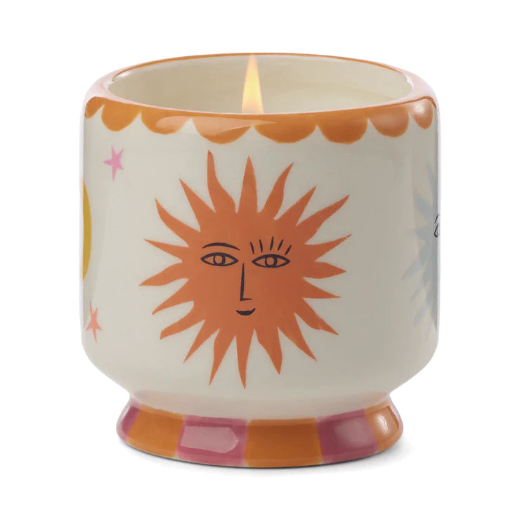 A Dopo Handpainted Sun Ceramic Candle- Orange Blossom