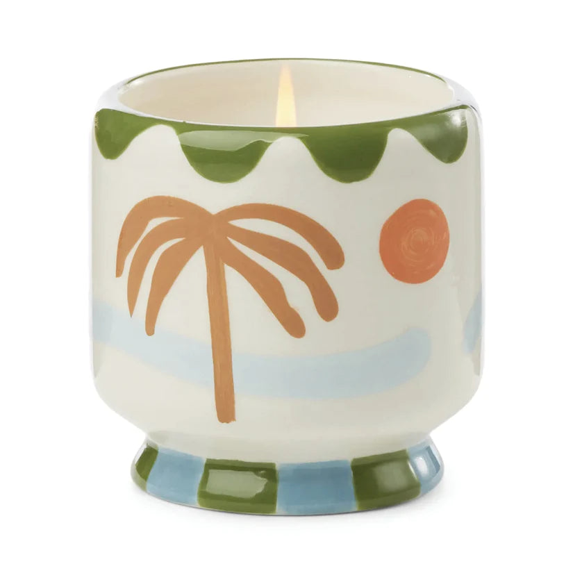 A Dopo Handpainted Palm Tree Ceramic Candle- Lush Palms