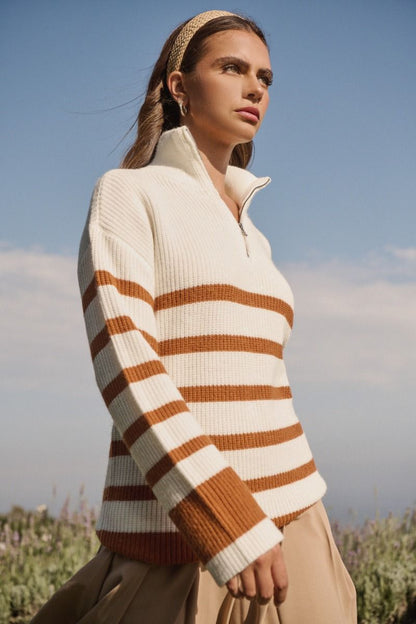 Tifton Striped Half-Zip Sweater