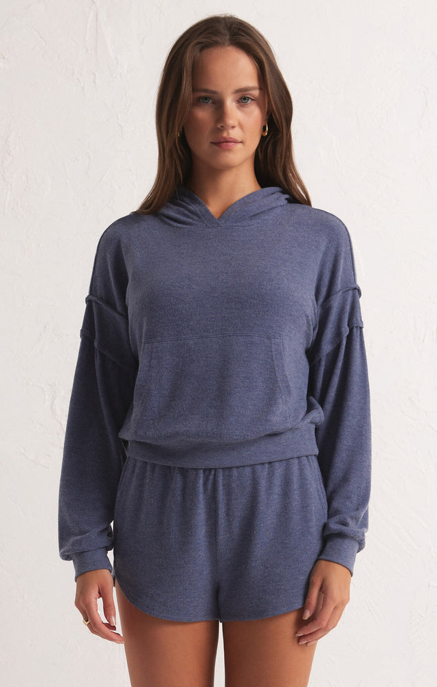 Chilly Night Cozy Hoodie- Dusty Navy