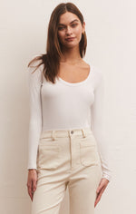 Lilah LS Rib Bodysuit- White