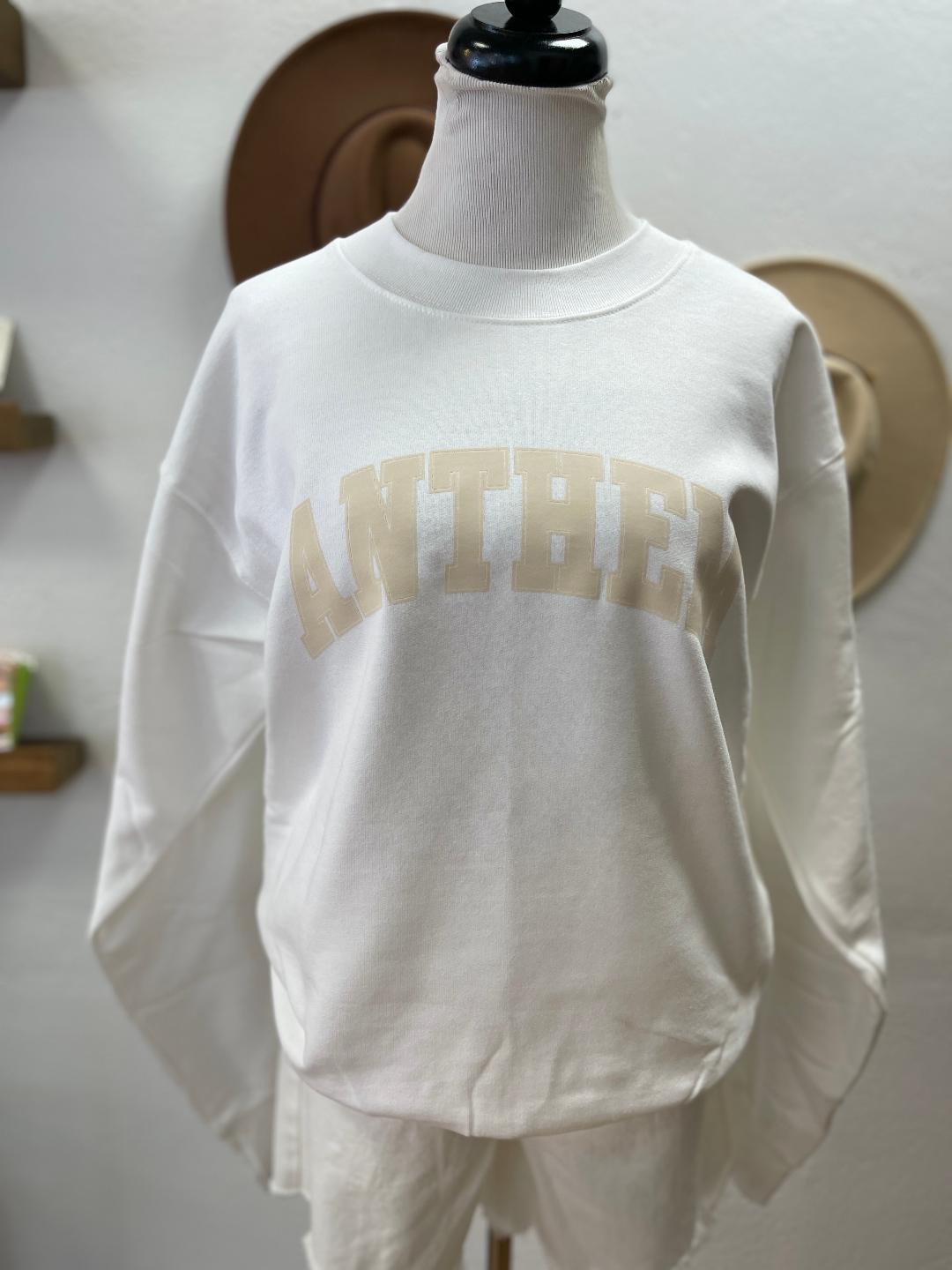 Anthem Collegiate Crewneck in White