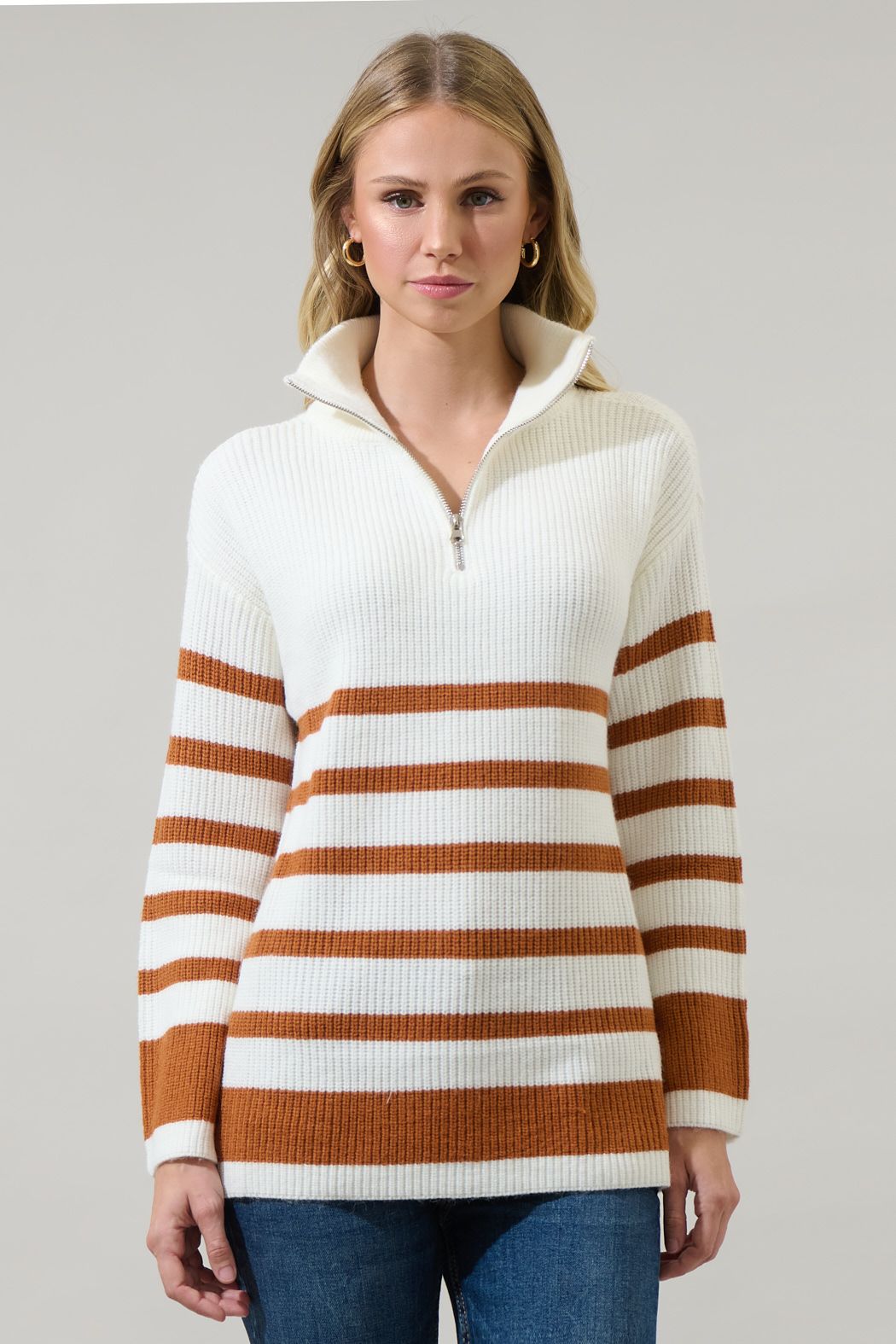 Tifton Striped Half-Zip Sweater