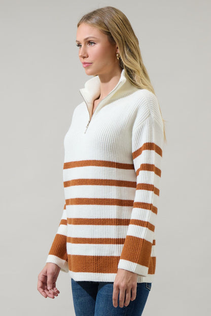 Tifton Striped Half-Zip Sweater