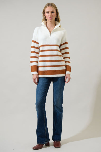 Tifton Striped Half-Zip Sweater