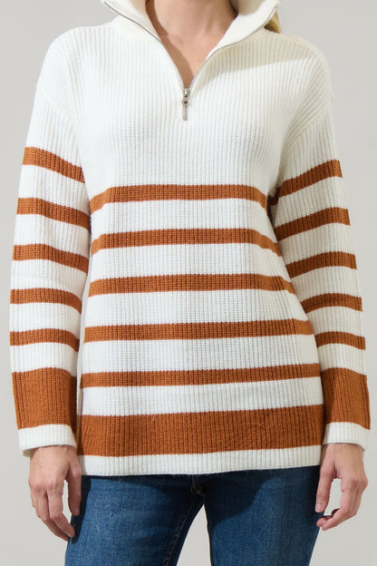 Tifton Striped Half-Zip Sweater