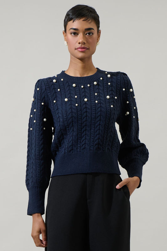 Toxey Pearl Sweater in Navy