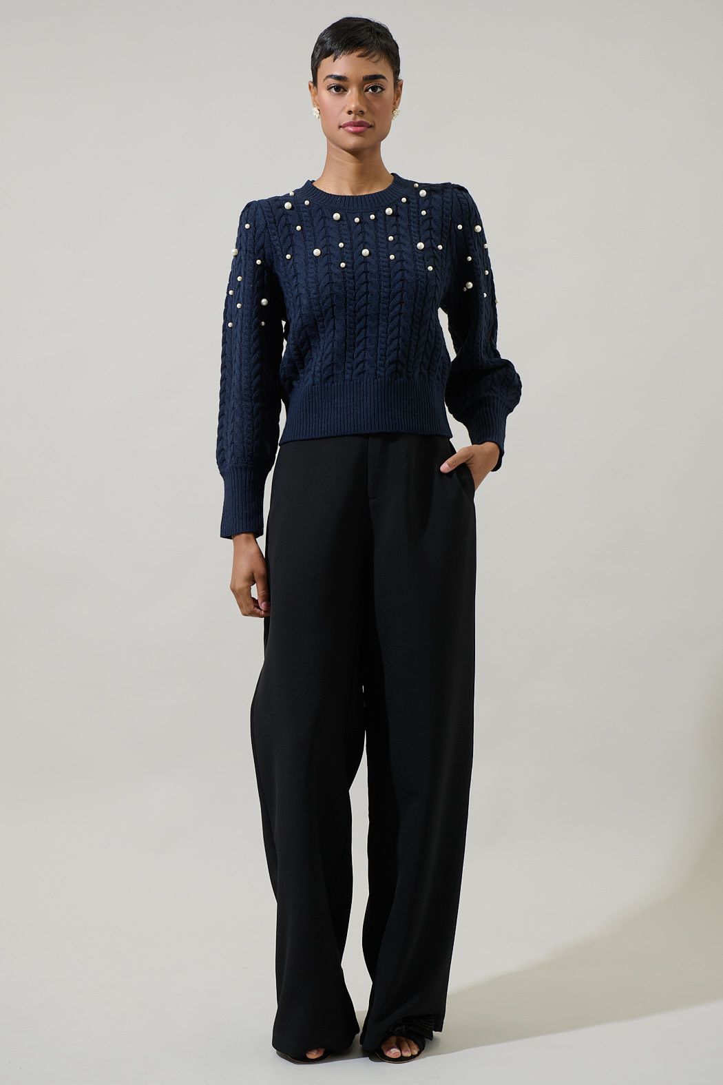 Toxey Pearl Sweater in Navy