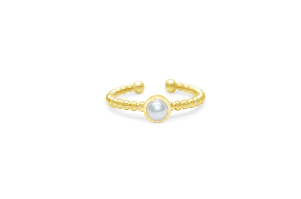 Pearl Bezel Droplet Wire Ring in Gold