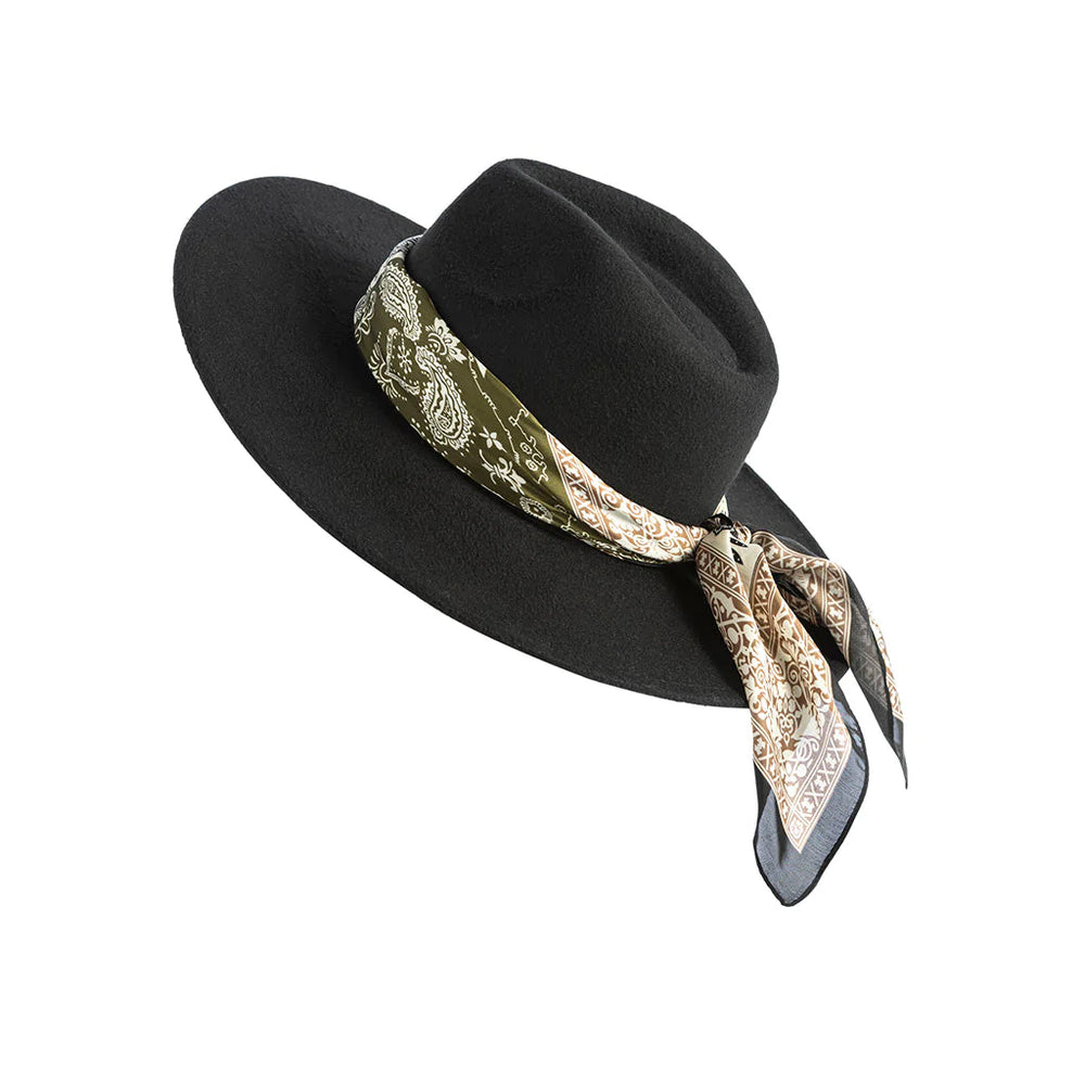 Clyde Felt Brim Hat w/ Changeable Trim in Black