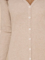 Provence Ribbed Knit Midi Cardigan Dress- Oatmeal